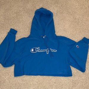 Women’s Champion Cropped Hoodie Blue